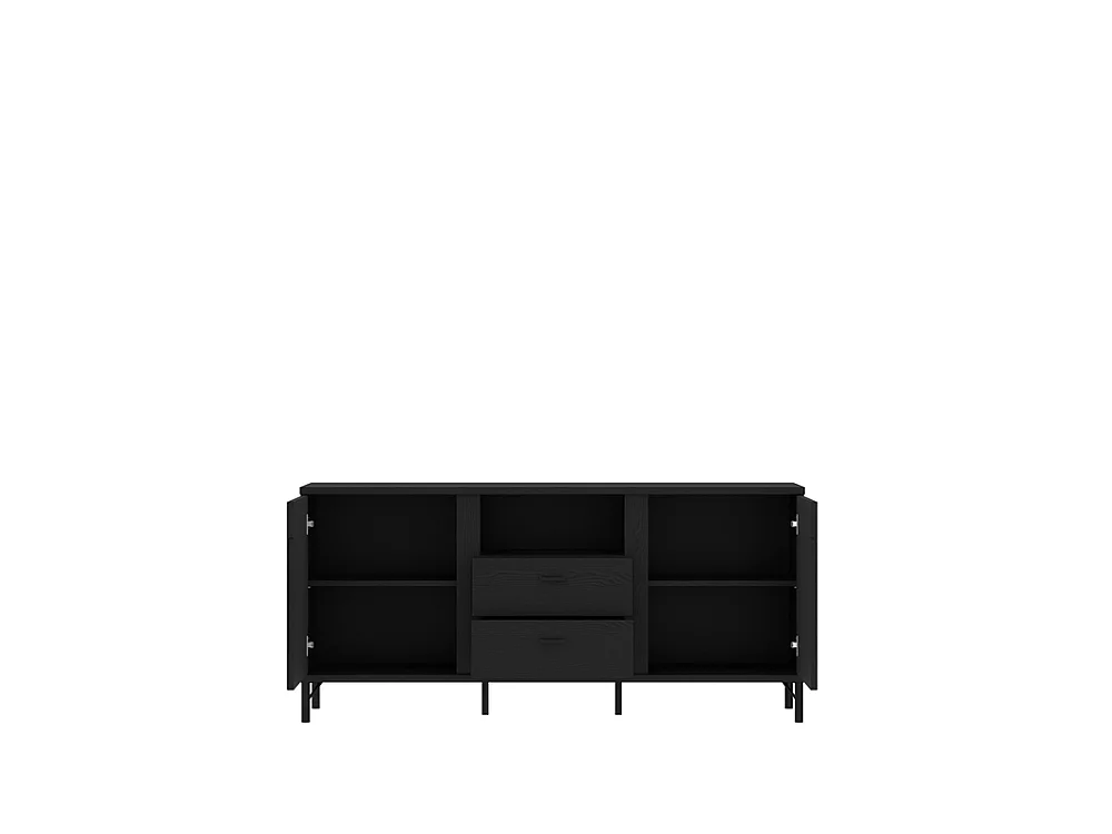 Meuble TV Duna 150x70x40cm - 2 portes 2 tiroirs niche - pour salon - noir graphite