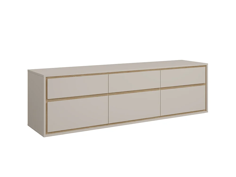 Meuble TV Cosme 167x54x40cm - meuble suspendu et sur pieds - cachemire/chêne huilé