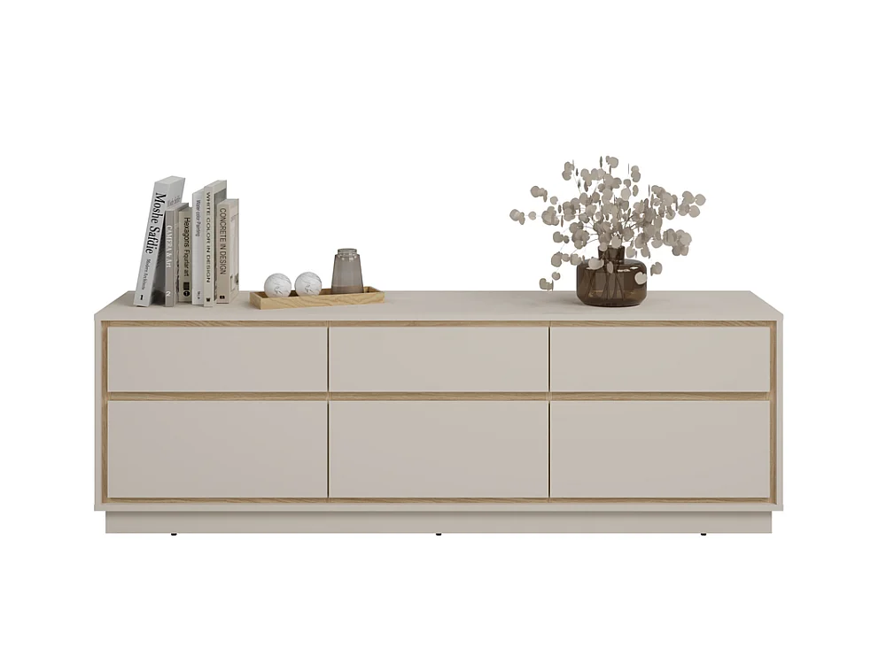 Meuble TV Cosme 167x54x40cm - meuble suspendu et sur pieds - cachemire/chêne huilé