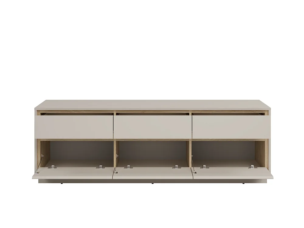 Meuble TV Cosme 167x54x40cm - meuble suspendu et sur pieds - cachemire/chêne huilé