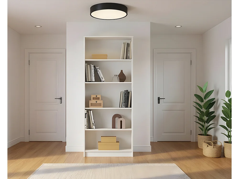 Regał otwarty Nook 74x189,5x35,5cm - 4 półki na książki - do salonu - biały