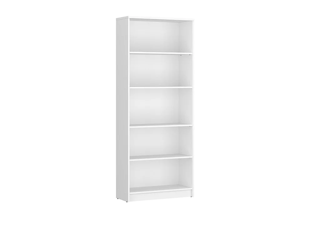 Regał otwarty Nook 74x189,5x35,5cm - 4 półki na książki - do salonu - biały