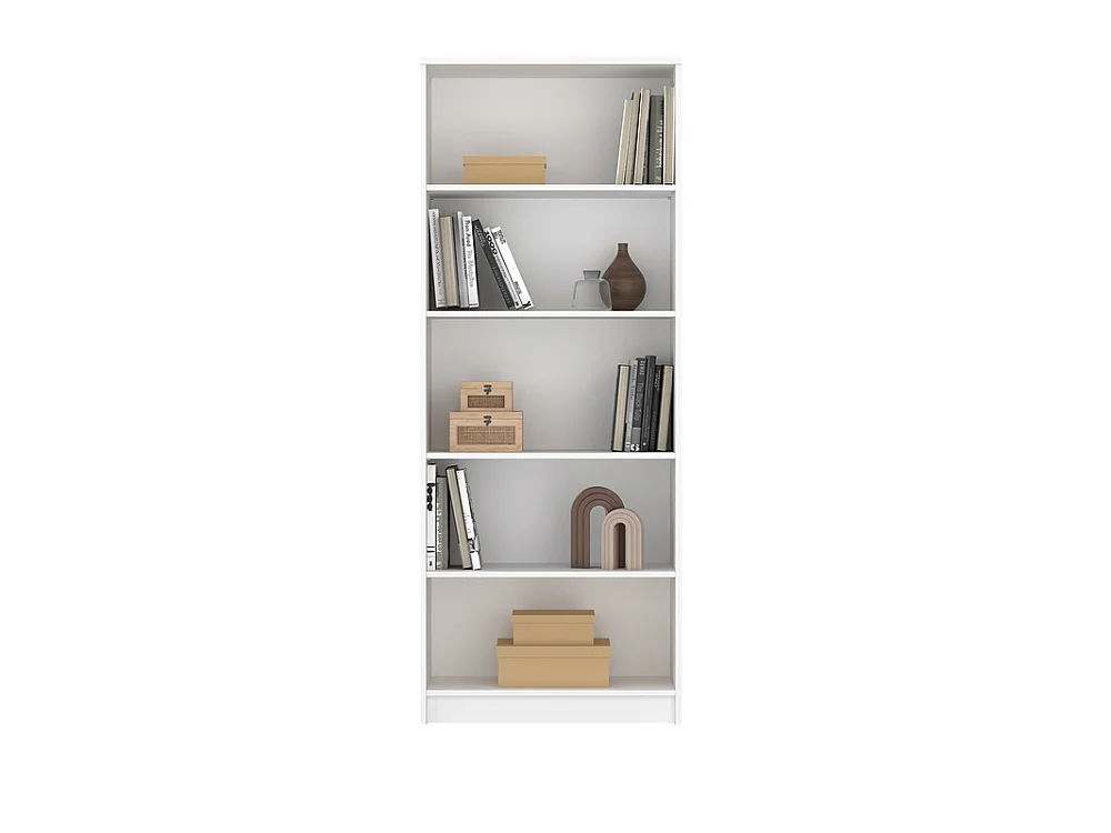 Regał otwarty Nook 74x189,5x35,5cm - 4 półki na książki - do salonu - biały