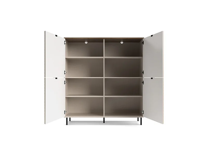 Bibliothèque Evo 123x135x40cm - 4 portes - salon bureau - cachemire/chêne castello