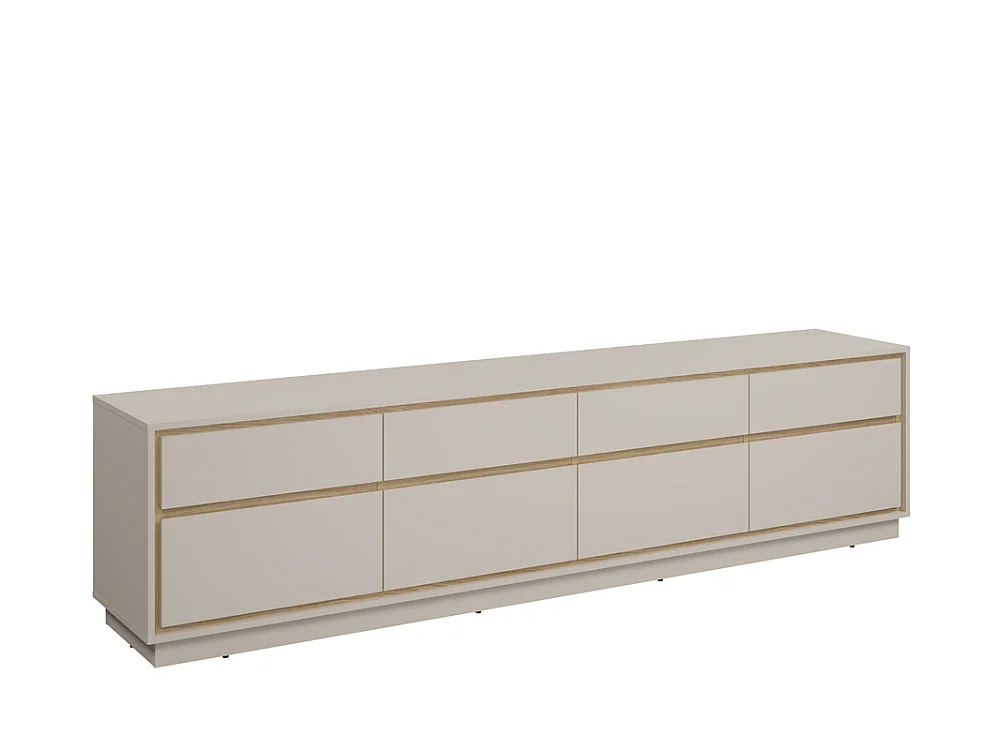 Meuble TV Cosme 220x48x40cm - meuble suspendu et sur pieds - cachemire/chêne huilé