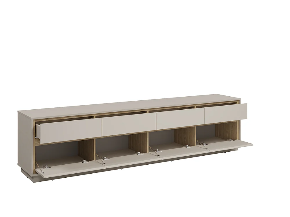 Meuble TV Cosme 220x48x40cm - meuble suspendu et sur pieds - cachemire/chêne huilé