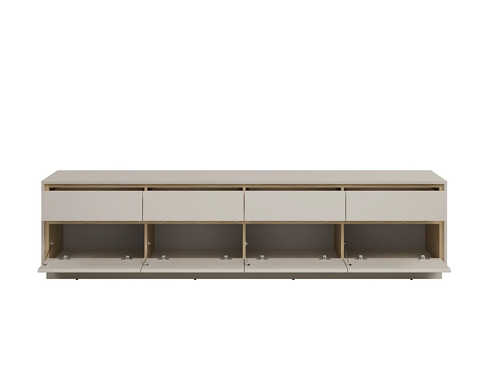 Meuble TV Cosme 220x48x40cm - meuble suspendu et sur pieds - cachemire/chêne huilé