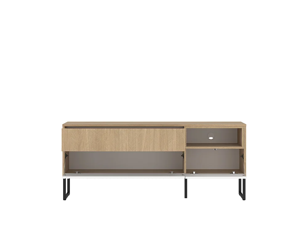 Szafka RTV ZOE 148 2K1S jodełka scandi/biały mat
