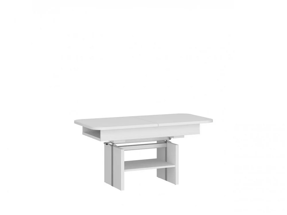 Table basse Cortado 110-150x56x65cm - extensible - étagère - salon - blanc