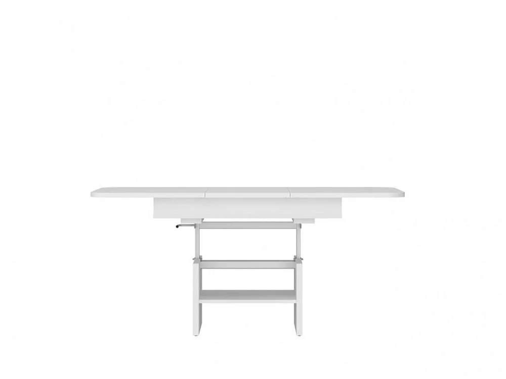 Table basse Cortado 110-150x56x65cm - extensible - étagère - salon - blanc