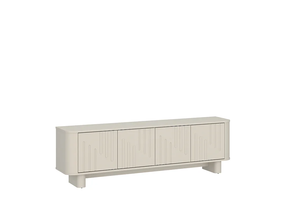Meuble TV Drip 160x50x38cm - moderne avec façade fraisée - pour salon - cachemire