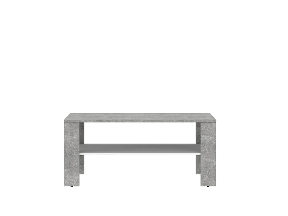 Stolik kawowy Venta 100x44x59cm - prostokątny z dolną półką - do salonu - beton/biały