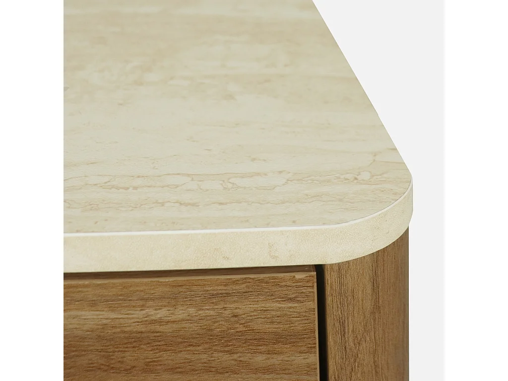 Mueble de tv efecto madera travertino con 4 puertas, 180 cm nogal