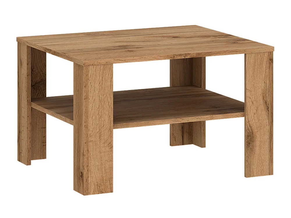 Stolik kawowy Venta 68x44x68cm - kwadratowy z dolną półką - do salonu - dąb wotan