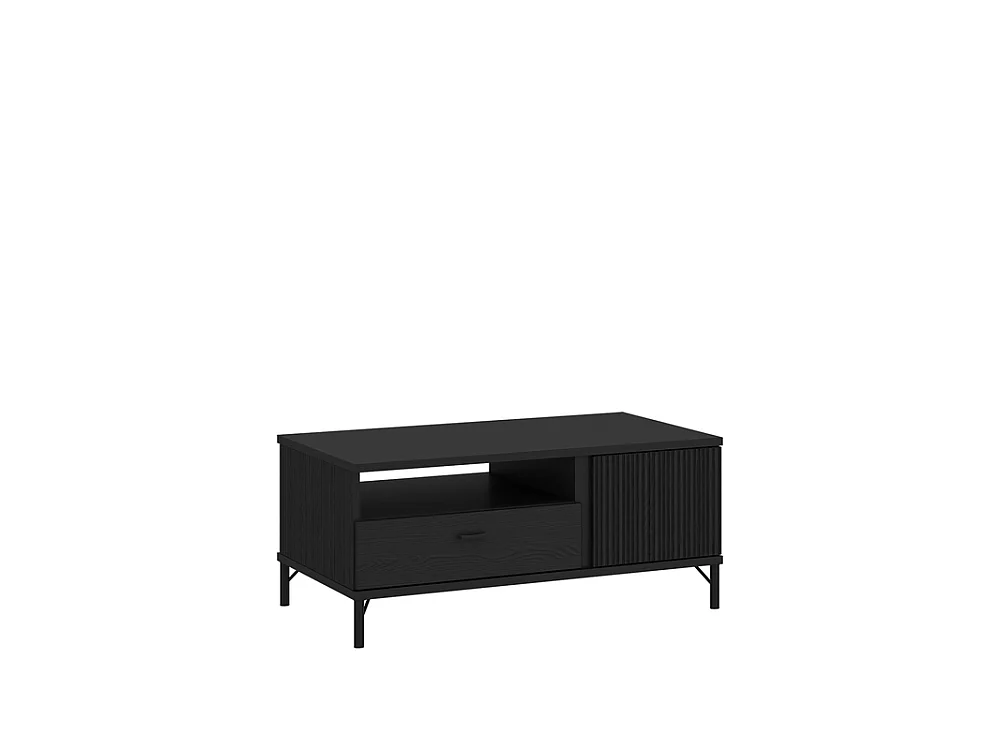 Table basse Duna 102x46x67cm - 1 tiroir 1 étagère - pour salon - noir graphite