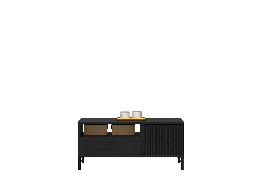 Table basse Duna 102x46x67cm - 1 tiroir 1 étagère - pour salon - noir graphite