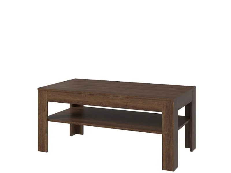Table basse Brass 110x50x60cm - rectangulaire avec tablette inférieure - chêne brun