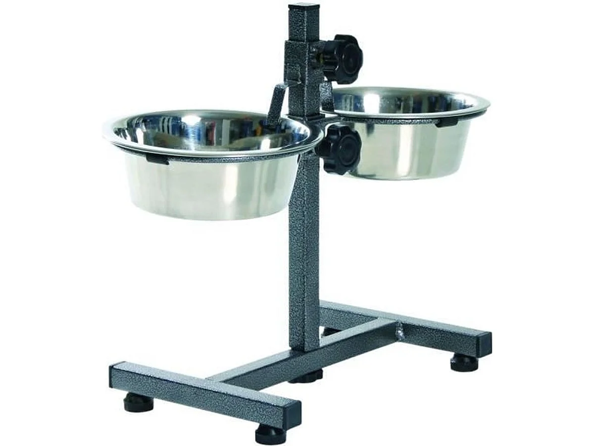 TRIXIE Gamelle surélevée pour chien avec 2 écuelles inox 0,75 L, hauteur réglable