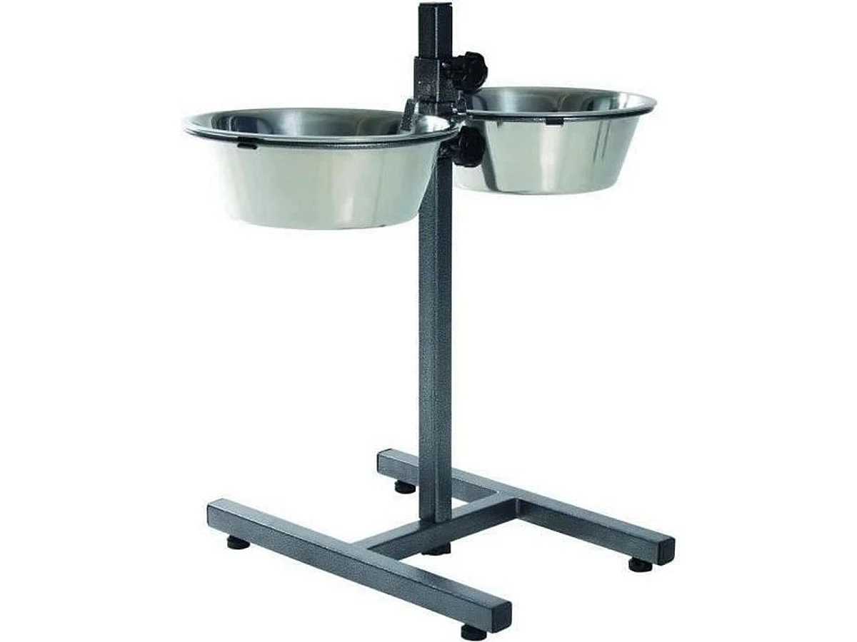 TRIXIE Bar à gamelles réglable avec 2 écuelles en acier inoxydable 5,6 L