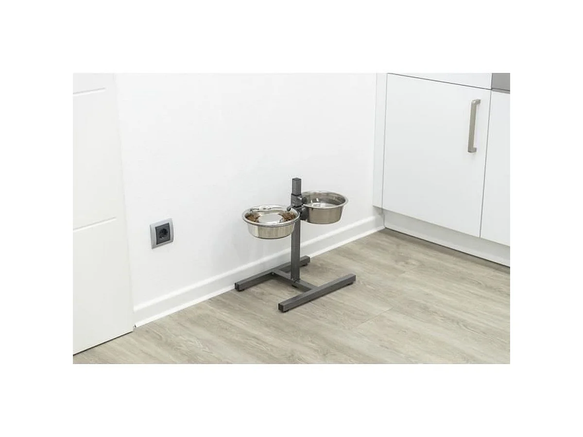 TRIXIE Bar à gamelles réglable avec 2 écuelles en acier inoxydable 5,6 L