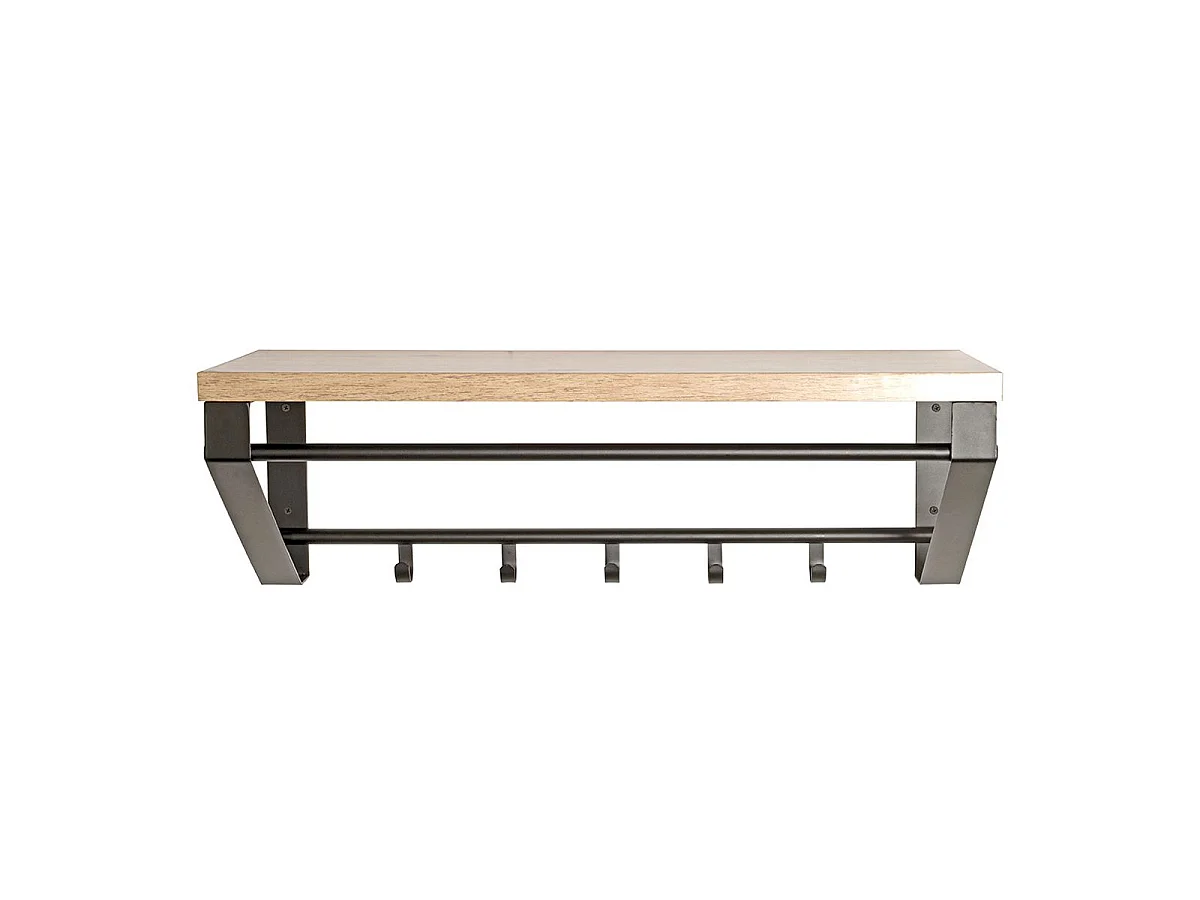 Patère Murale Design "Kare" 70cm Naturel & Noir