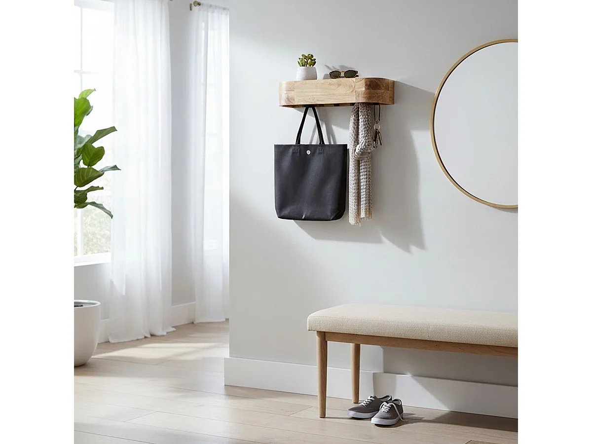 Patère Murale Design "Sphera" 60cm Naturel