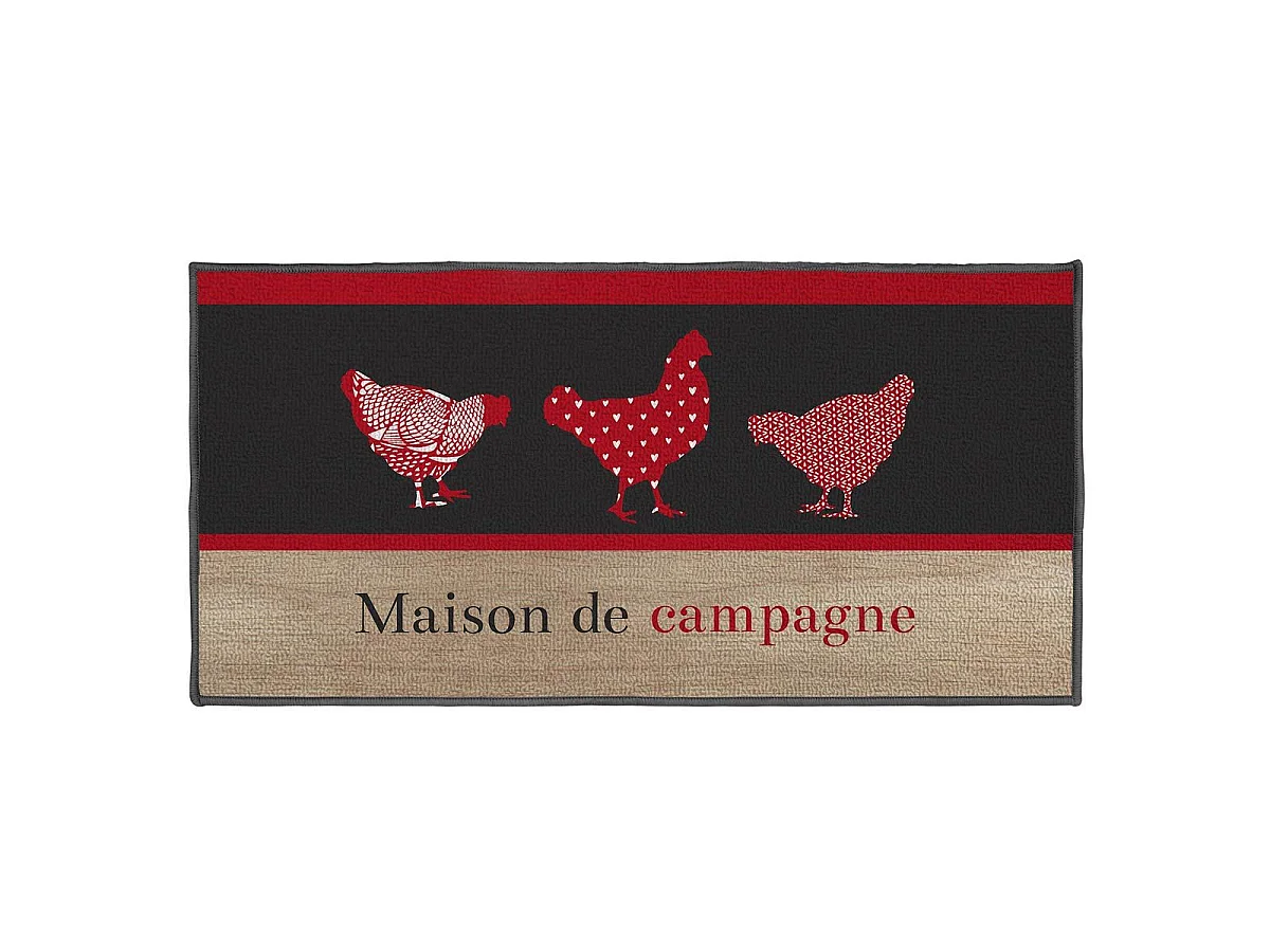 Tapis Déco Rectangle "Campagne" 50x120cm Rouge