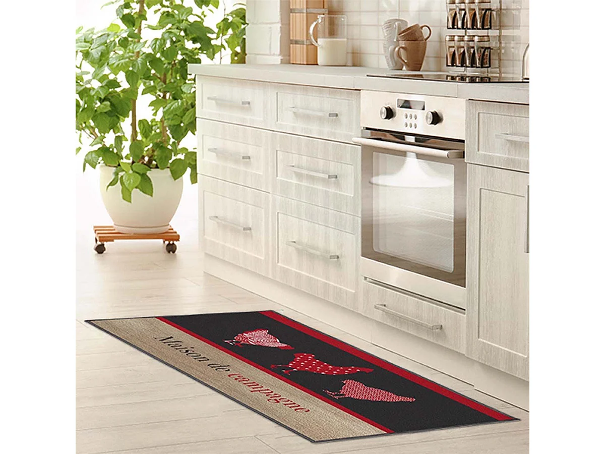 Tapis Déco Rectangle "Campagne" 50x120cm Rouge
