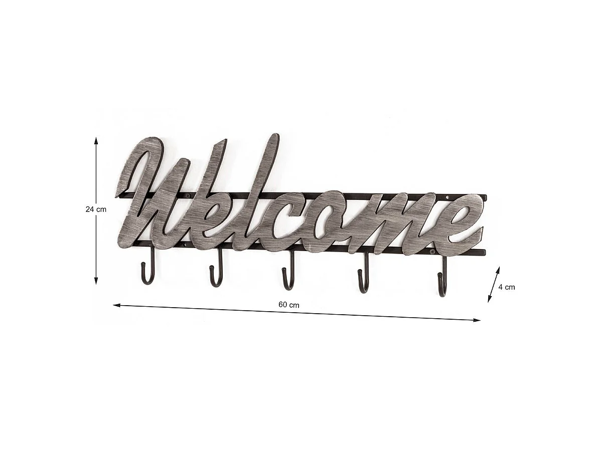 Patère Murale "Welcome" 60cm Noir & Gris