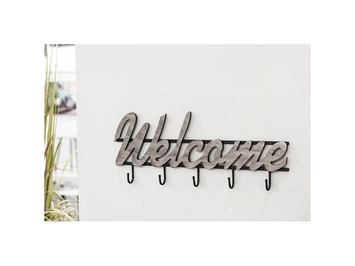 Patère Murale "Welcome" 60cm Noir & Gris