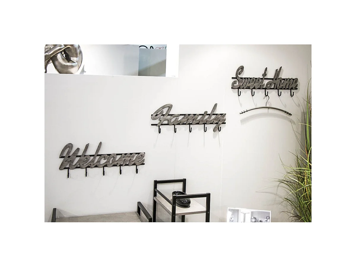 Patère Murale "Welcome" 60cm Noir & Gris