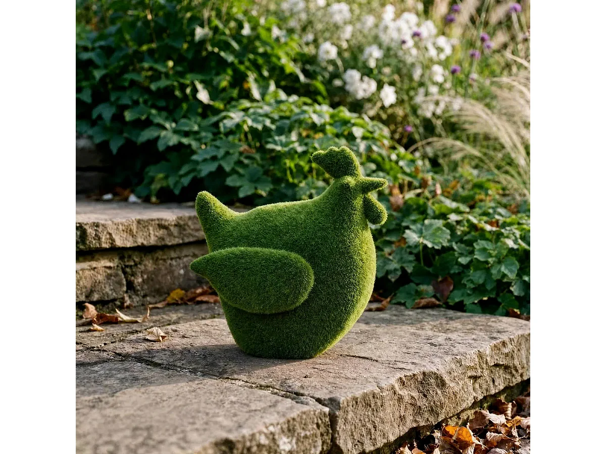 Poule Déco Extérieur "Grass" 25cm Vert