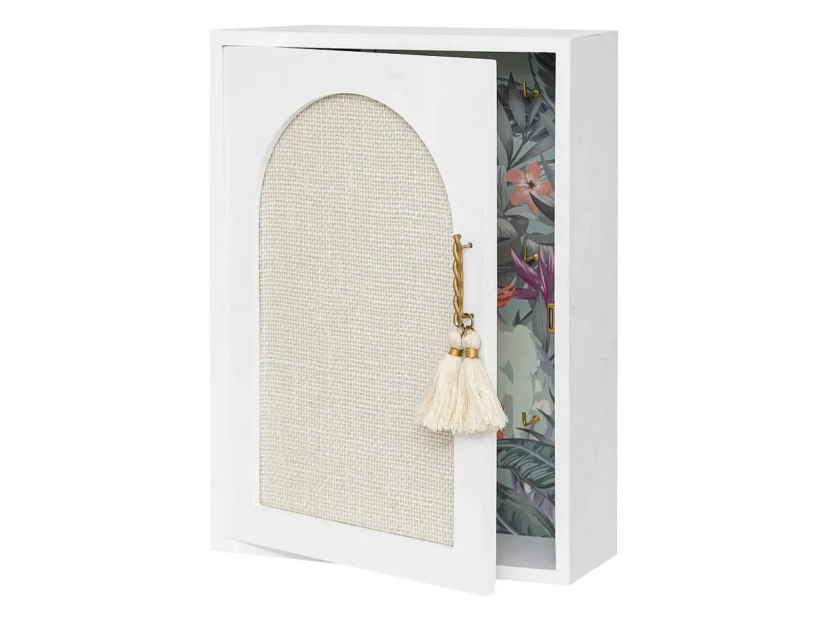 Boîte à Clés Miroir "Wild Romance" 28cm Blanc