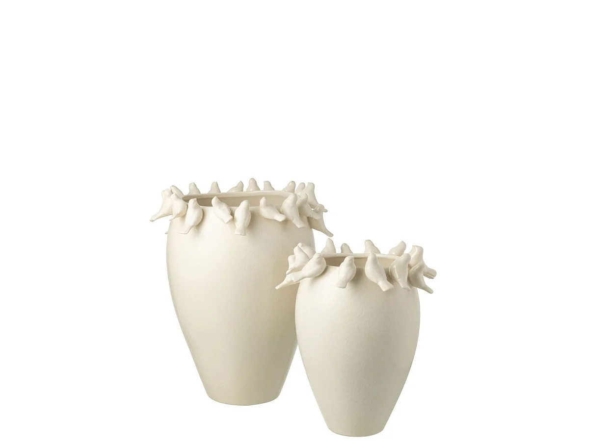 Vase Déco en Argile "Budgie" 50cm Blanc