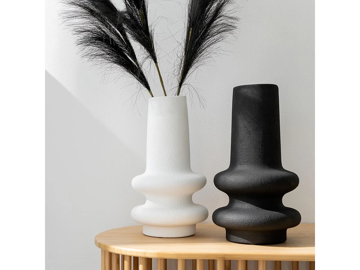 Vase Déco en Argile "Lyra" 39cm Blanc