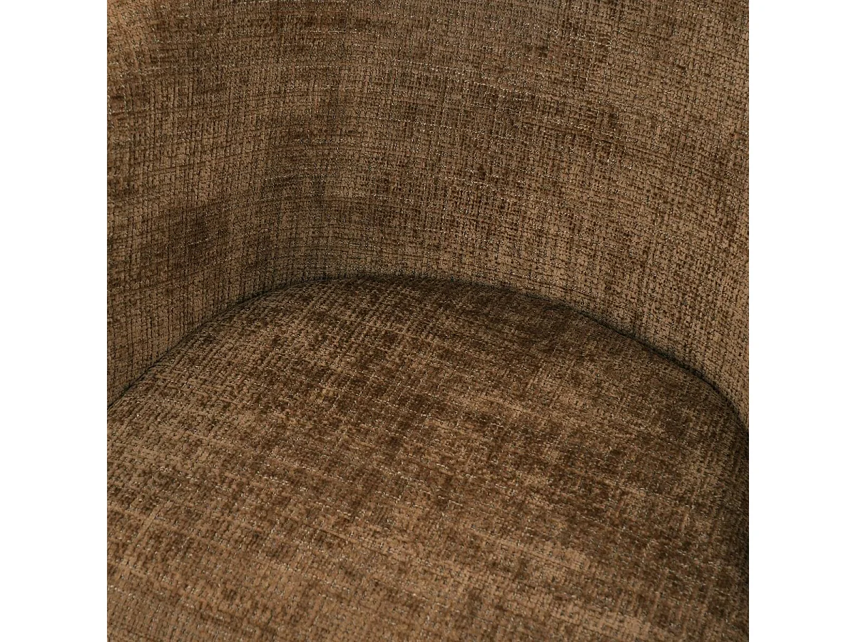 Chaise en tissu marron et pied central en métal noir Florine (lot de 2)