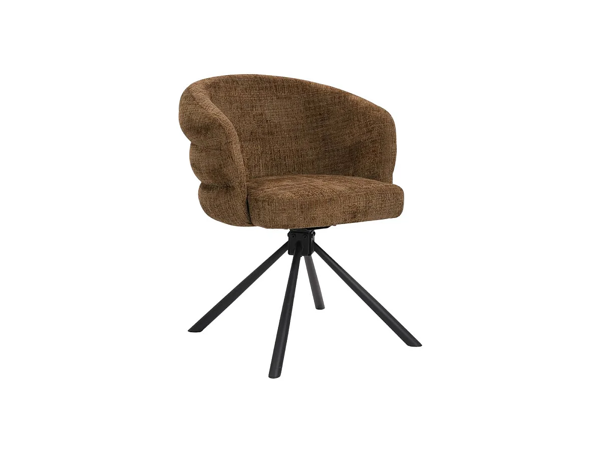 Chaise en tissu marron et pied central en métal noir Florine (lot de 2)