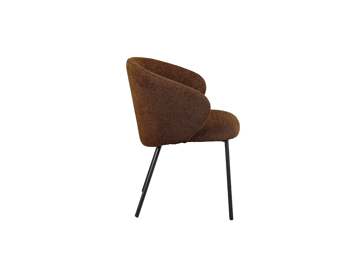 Chaise avec accoudoirs ronds en tissu marron et pieds en métal Cléa (lot de 2)