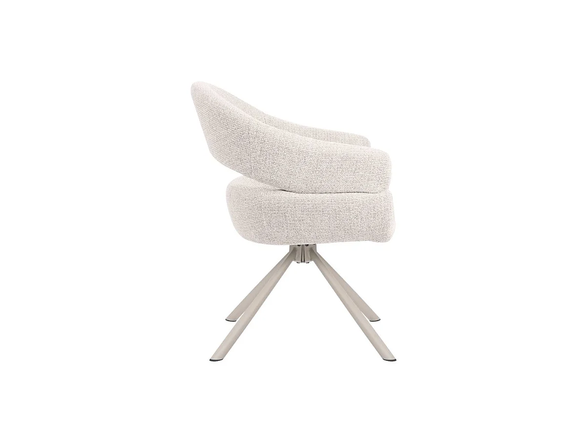 Chaise en tissu écru et pied central en métal beige Florine (lot de 2)