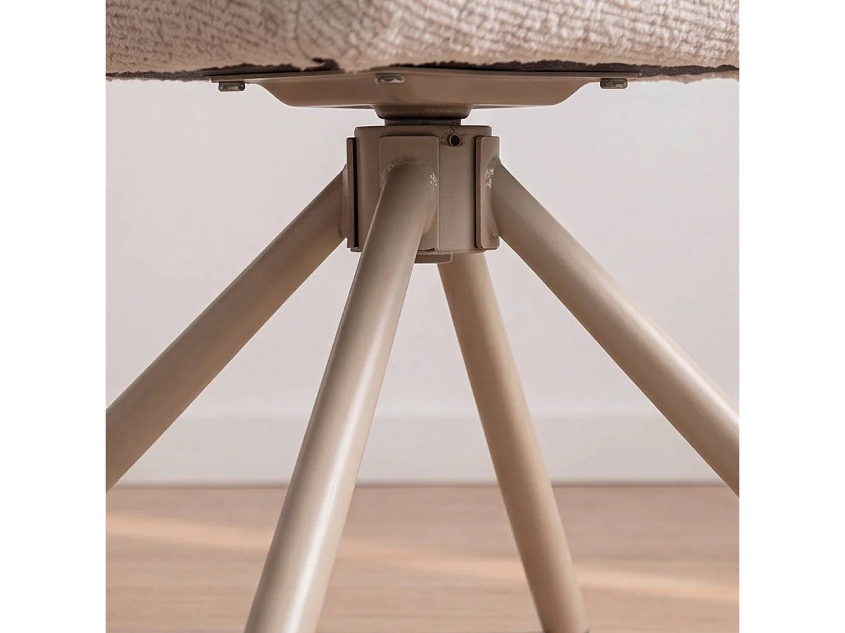 Chaise en tissu écru et pied central en métal beige Florine (lot de 2)