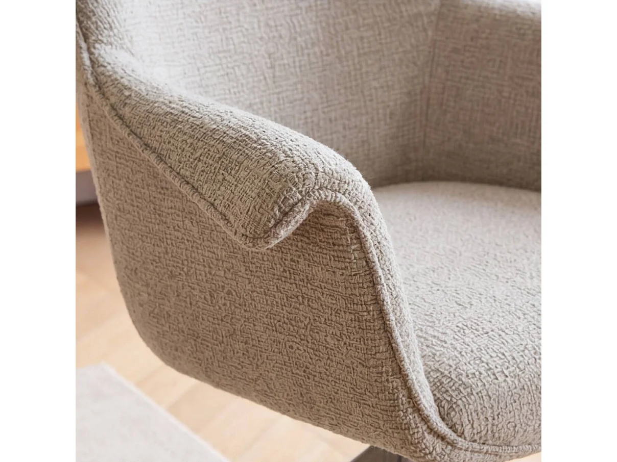 Chaise en tissu beige chiné et pied central en métal taupe Florine (lot de 2)