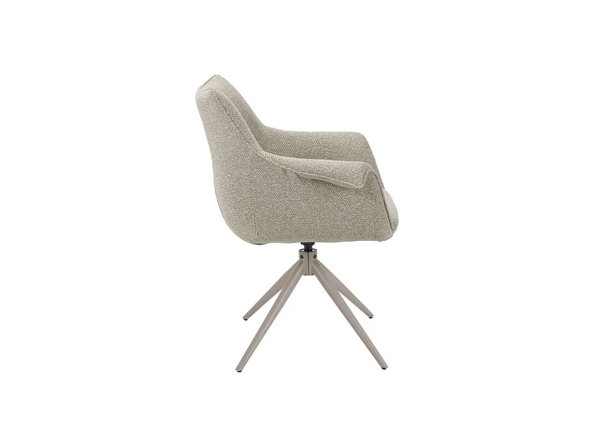 Chaise en tissu beige chiné et pied central en métal taupe Florine (lot de 2)