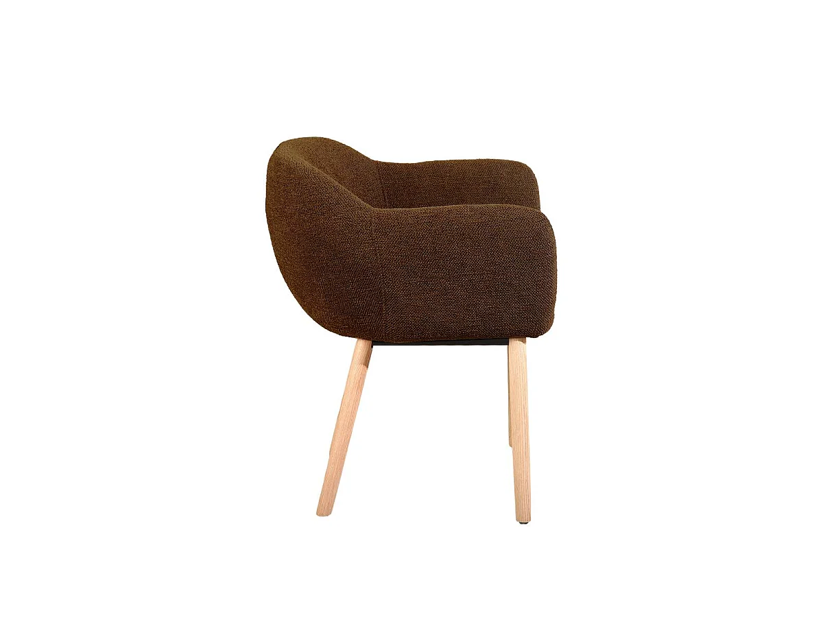 Chaise en tissu marron et pieds en bois Solène (lot de 2)