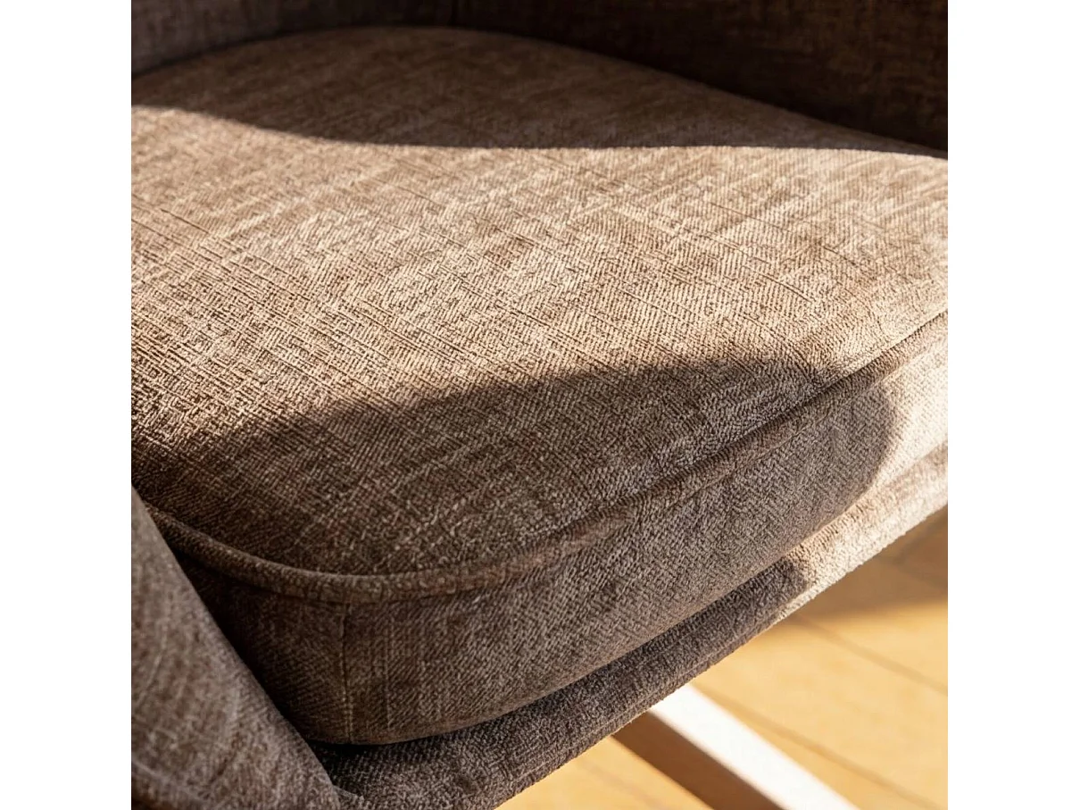 Chaise en tissu marron et pied central en métal beige Florine (lot de 2)