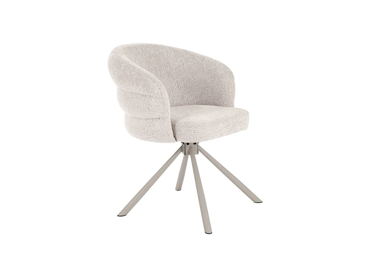 Chaise en tissu écru et pied central en métal beige Florine (lot de 2)