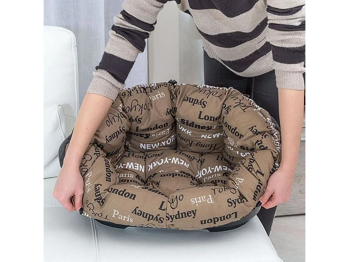 Panier pour animal Ferplast SOFA' en résine thermoplastique avec coussin en coton amovible