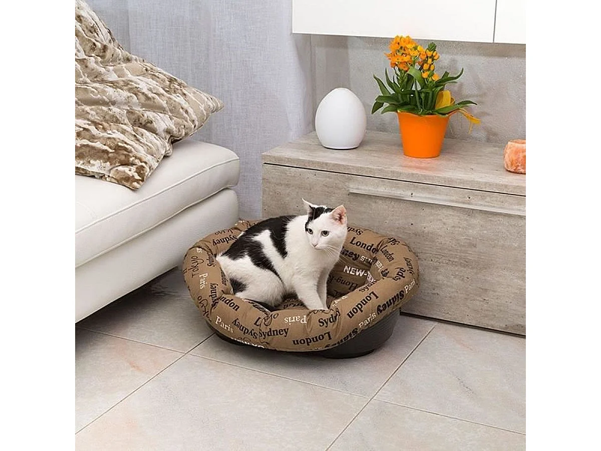 Panier pour animal Ferplast SOFA' en résine thermoplastique avec coussin en coton amovible