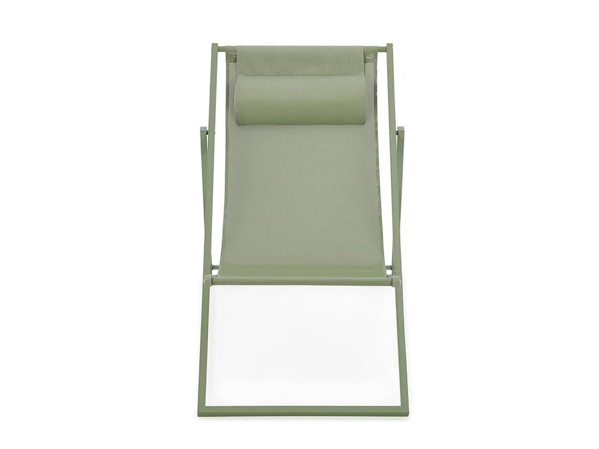 Chilienne PAROSKAKI pliante en textilène et structure acier, Vert kaki, L 102 x P 63 x H 97 cm