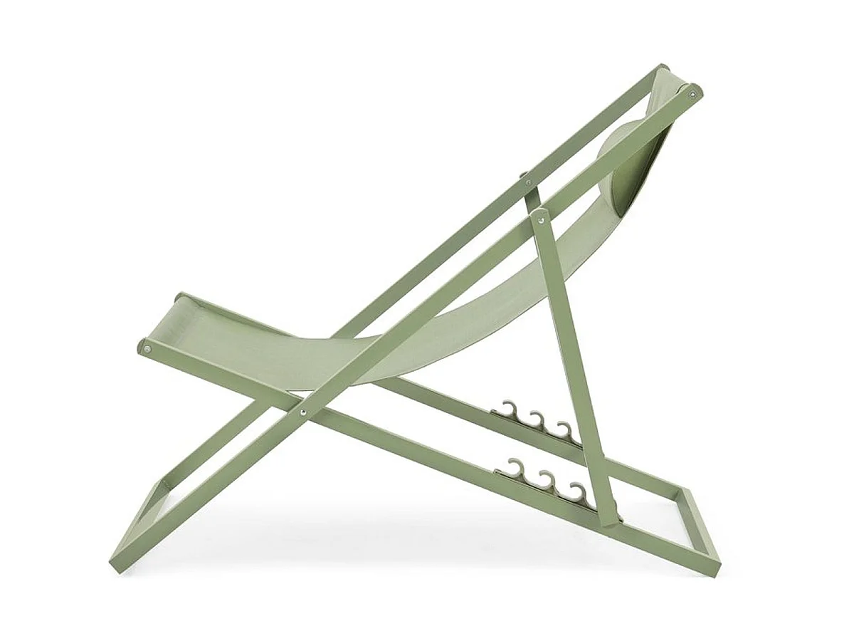 Chilienne PAROSKAKI pliante en textilène et structure acier, Vert kaki, L 102 x P 63 x H 97 cm
