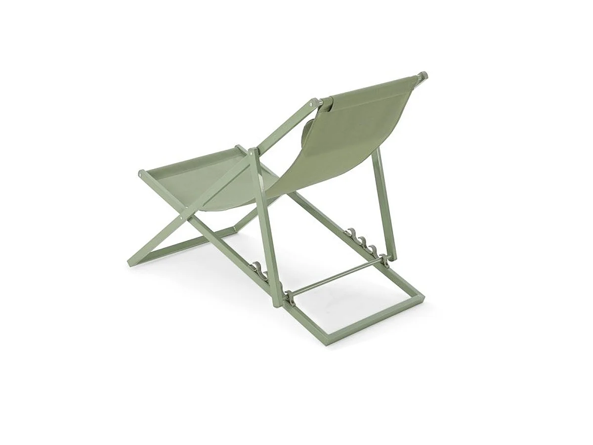 Chilienne PAROSKAKI pliante en textilène et structure acier, Vert kaki, L 102 x P 63 x H 97 cm